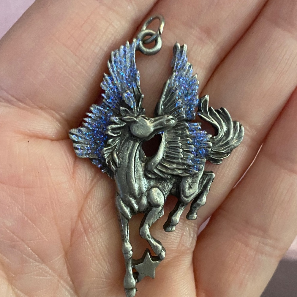 RARE JJ Pewter Pegasus Pendant - Picture 3 of 3